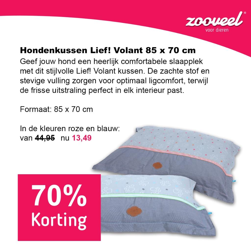 Hondenkussen Lief! Volant Blauw / Roze 85x70 cm, Dieren en Toebehoren, Hondenmanden, Ophalen of Verzenden, Nieuw, Katoen