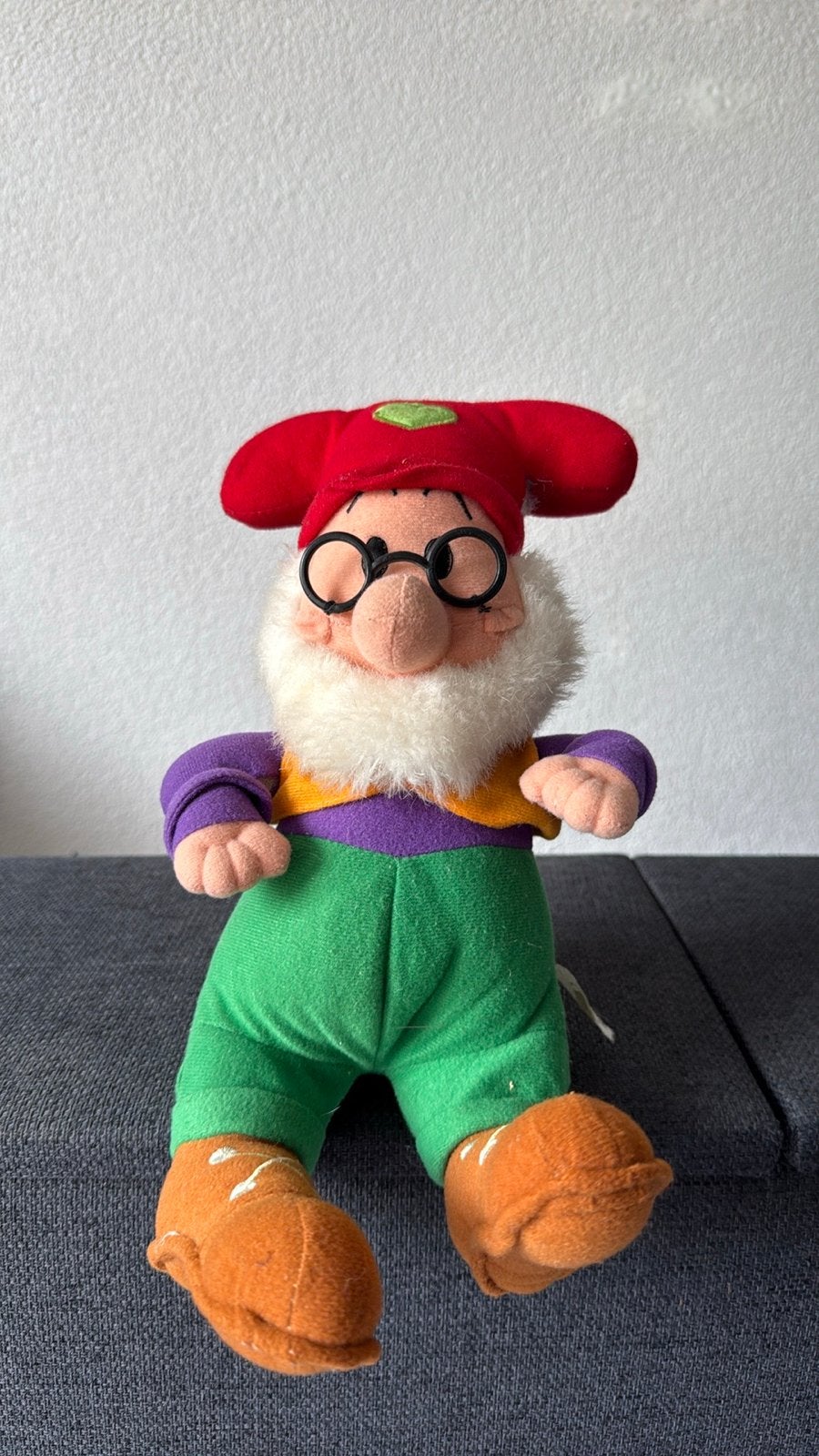 Knuffel Dwerg met Bril en Rode Muts, Gebruikt, Overige merken, Overige karakters, Overige typen
