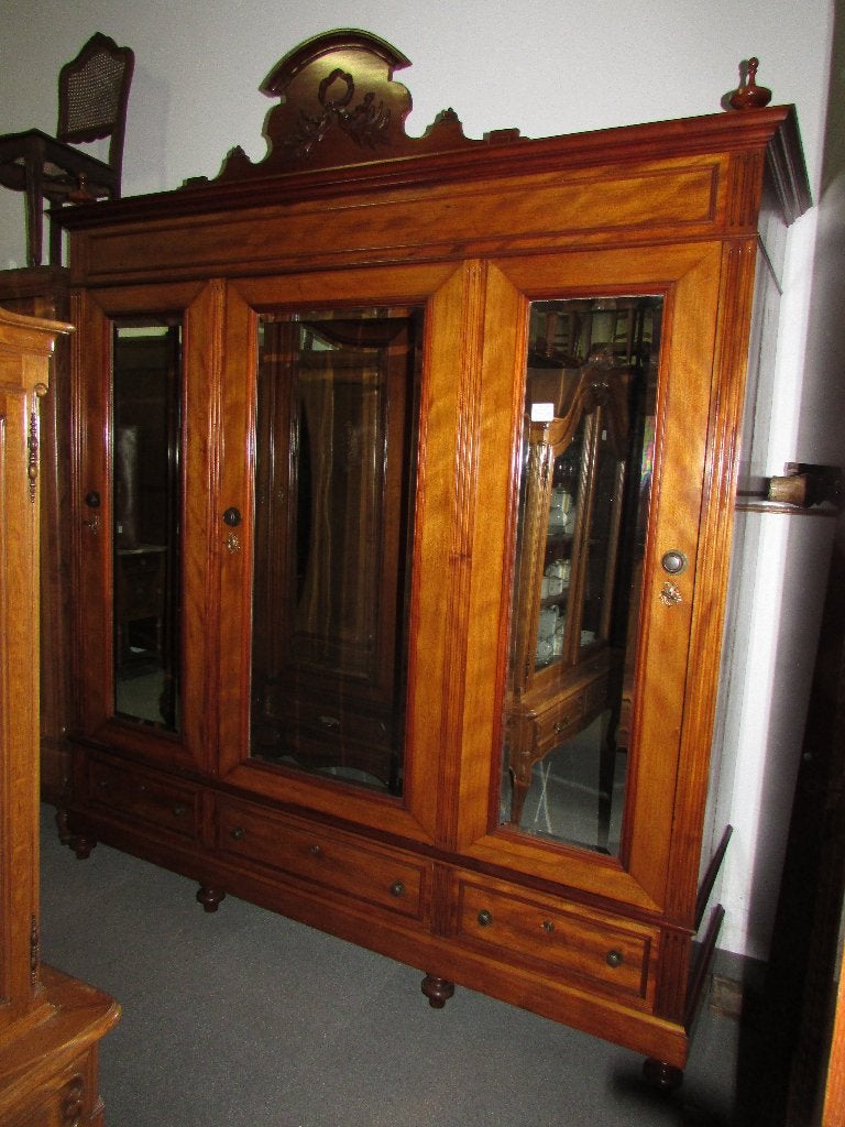 antieke zeer mooie mahonie linnenkast kleerkastkledingkast, Ophalen of Verzenden