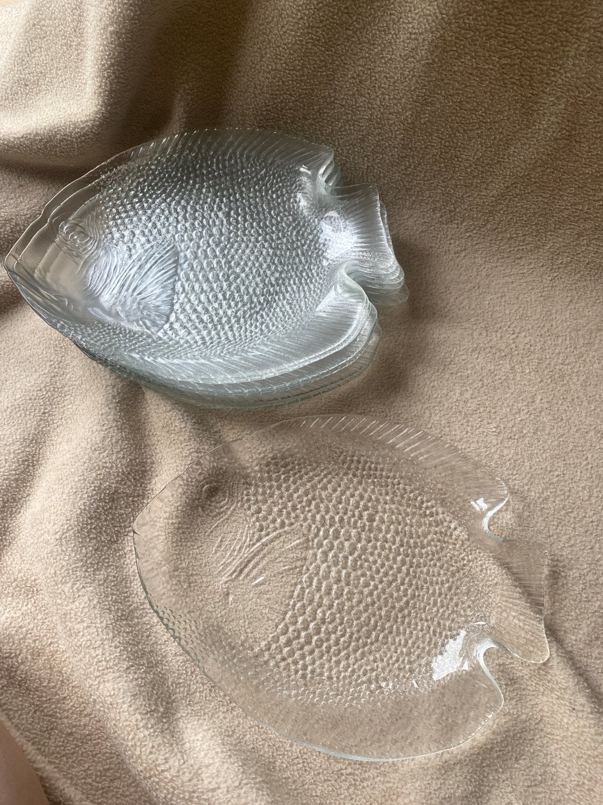 Arcoroc vis schaaltjes borden x9, Ophalen, Gebruikt, Overige stijlen, Glas