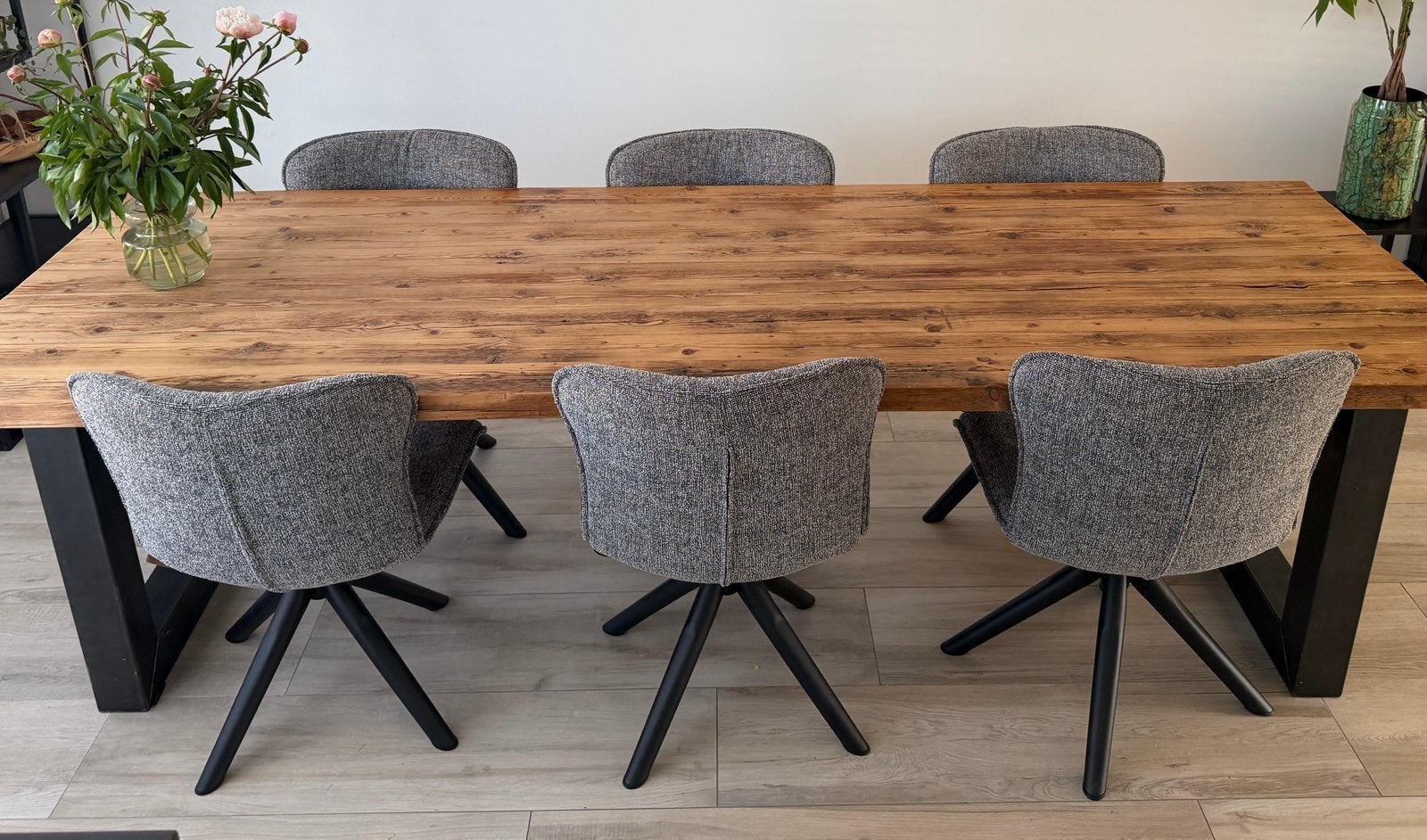 6 WOOOD draaibare eettafel stoelen, Ophalen, Zo goed als nieuw, Vijf, Zes of meer stoelen, Stof