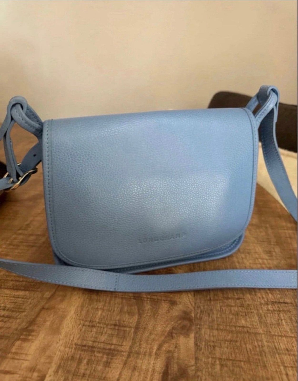 Longchamp Schoudertasje - Lichtblauw, Ophalen of Verzenden, Zo goed als nieuw, Blauw, Schoudertasje