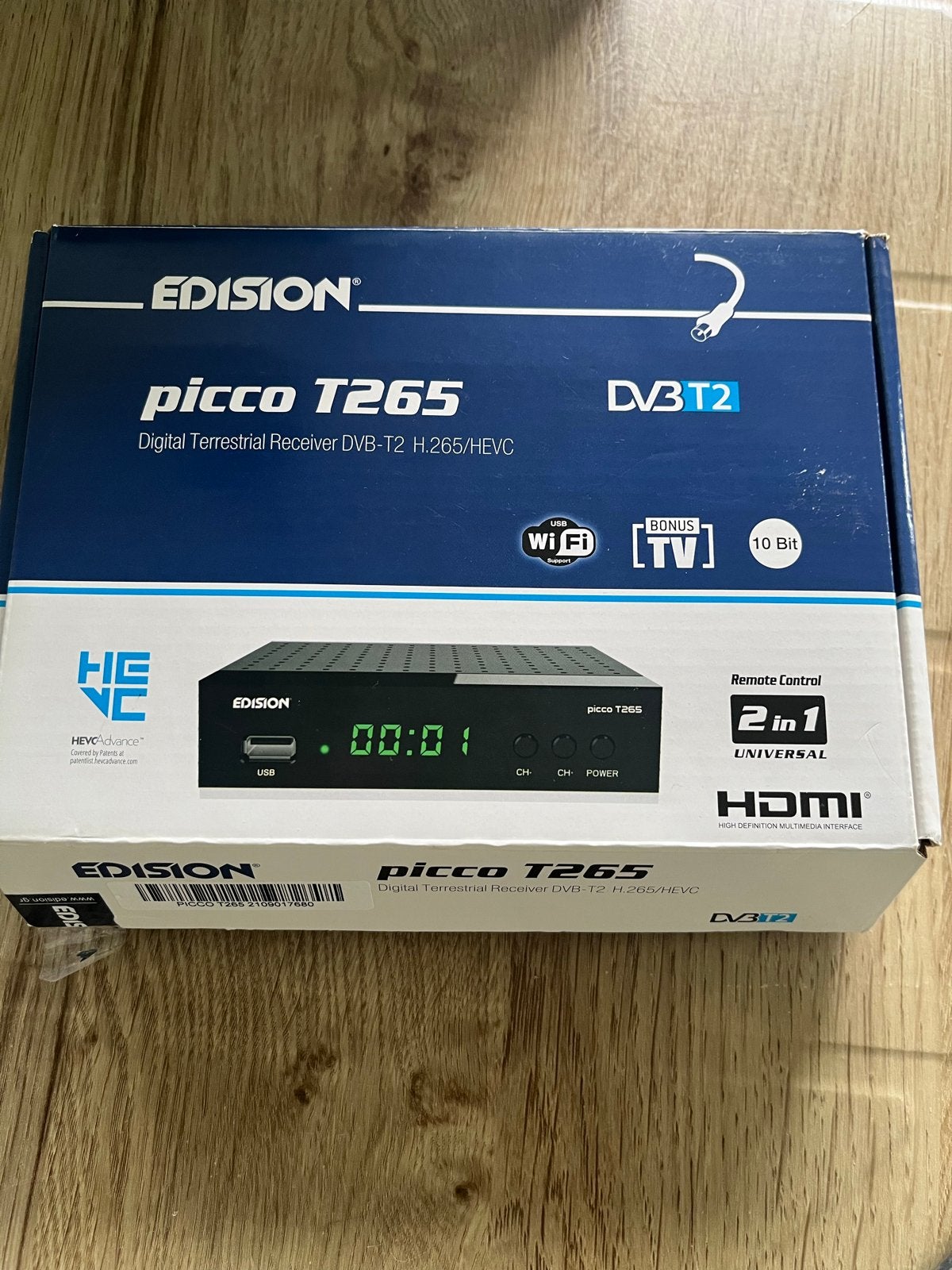 Edision Picco T265 DVB-T2 H.265/HEVC Digitale Ontvanger, Audio, Tv en Foto, Decoders en Harddiskrecorders, Ophalen of Verzenden
