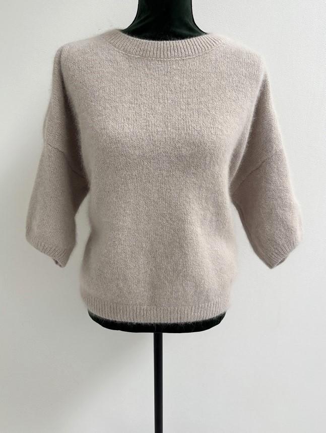 NIEUW! Coral oversized trui halve mouwen beige/kit one size, Maat 38/40 (M), Verzenden, Beige, Nieuw