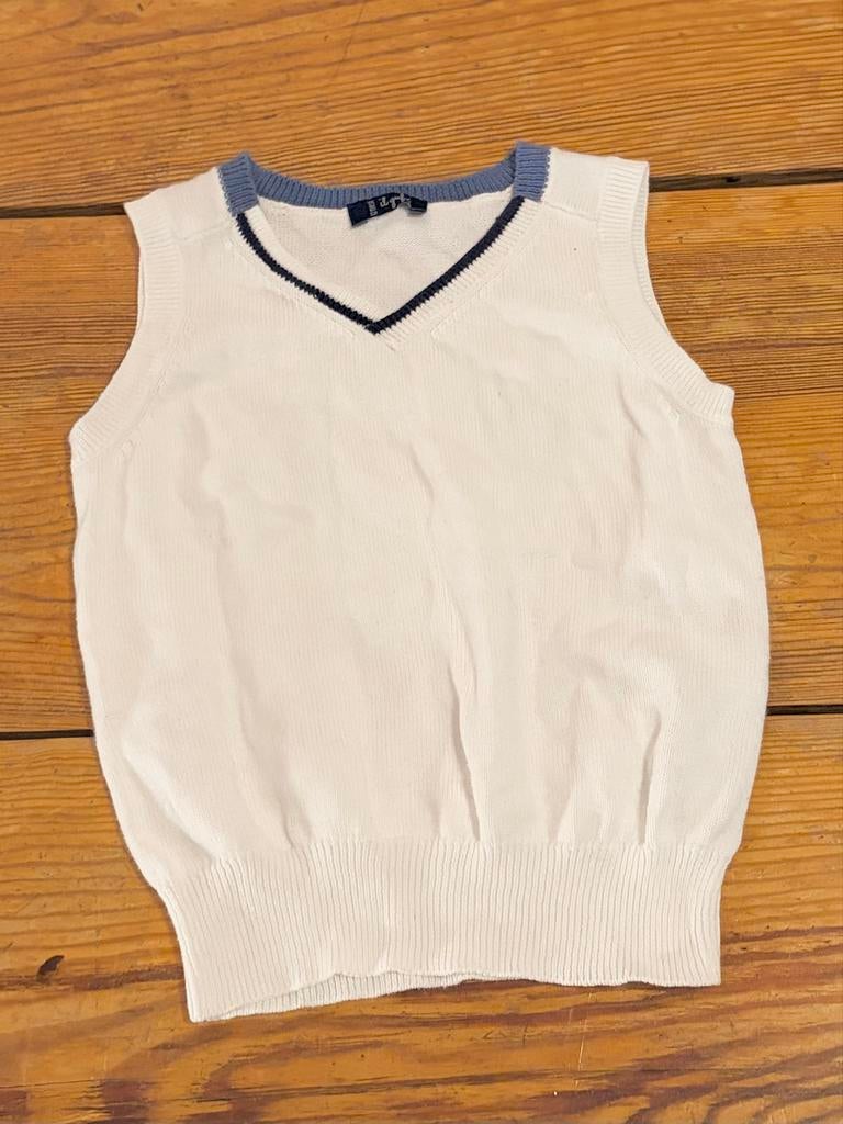 Il Gufo fijngebreid gilet wit navy 74, Ophalen of Verzenden, Zo goed als nieuw, Jongetje, Truitje of Vestje