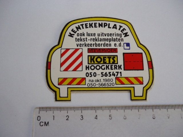 sticker oud KOETS Hoogkerk auto plaat groningen retro 1980, Verzamelen, Verzenden, Zo goed als nieuw, Bedrijf of Vereniging