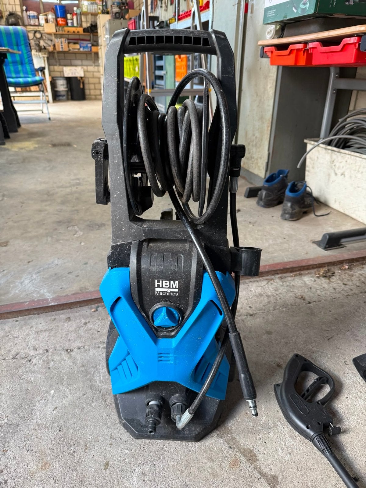 HBM Machines Hogedrukreiniger met defecte terrasborstel, Tuin en Terras, Hogedrukreinigers, Gebruikt, Elektrisch, Ophalen