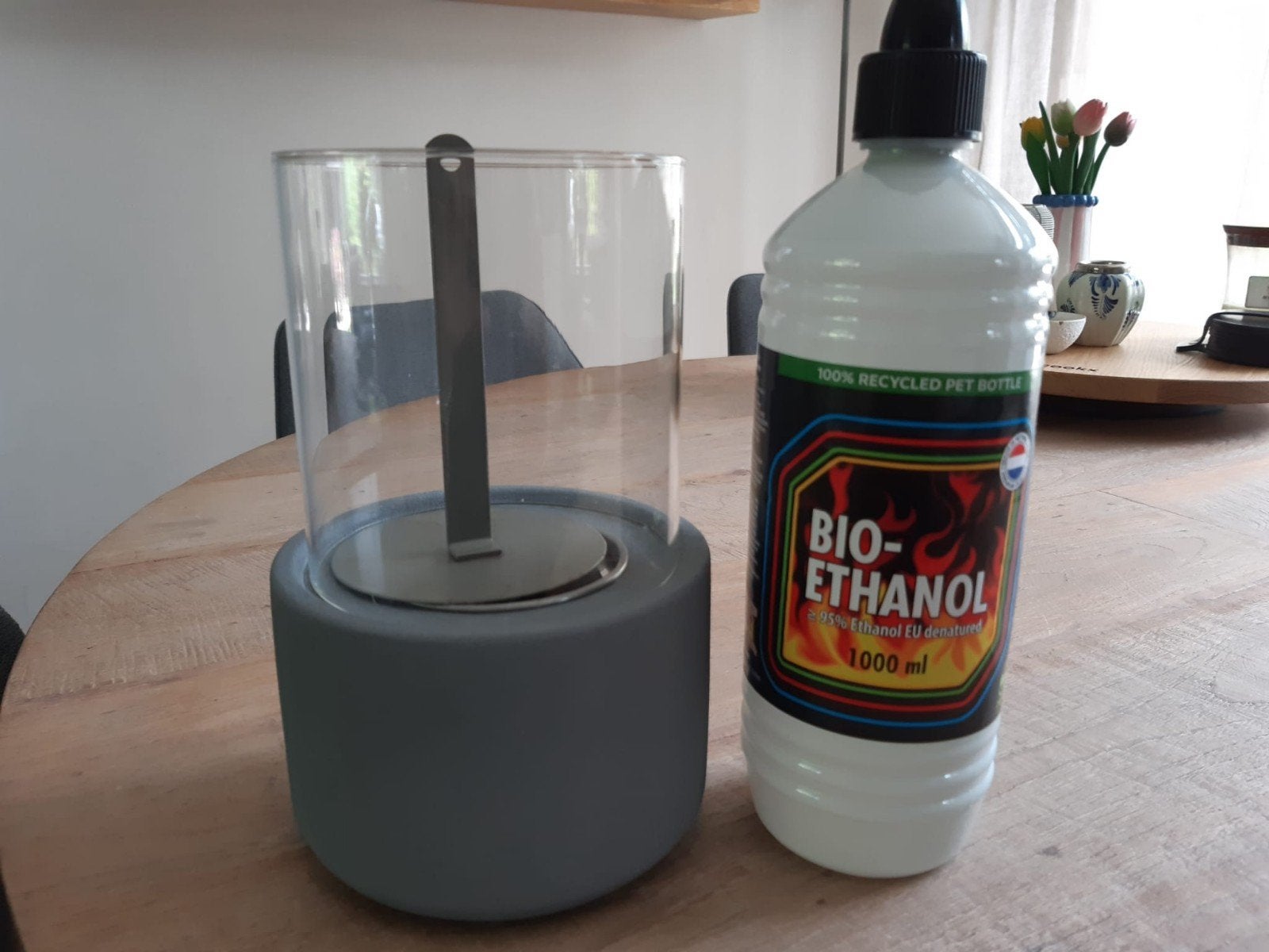 Bio-ethanol sfeerhaard met brandstof, Ophalen, Zo goed als nieuw, Grijs, Glas