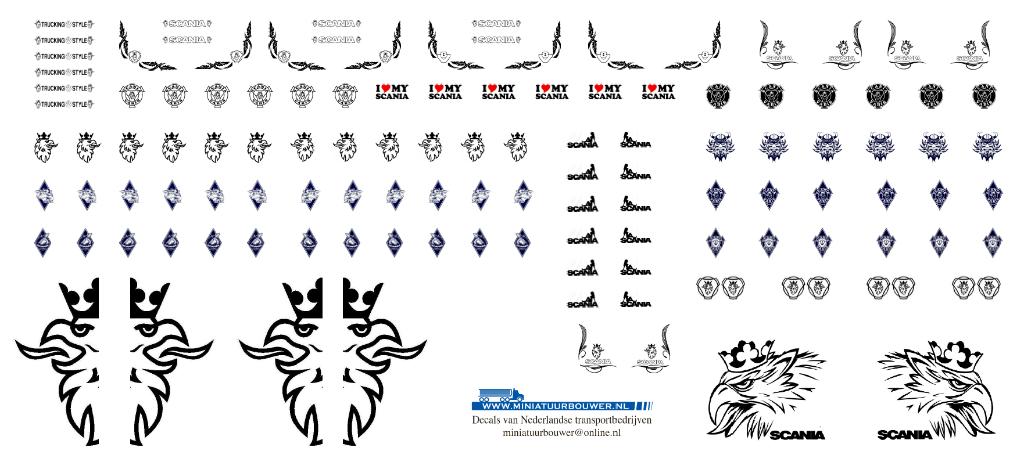 Vrachtauto decal 1:50 Scania raamstickers, cabine stickers, Verzenden, Nieuw, Bus of Vrachtwagen, Overige merken
