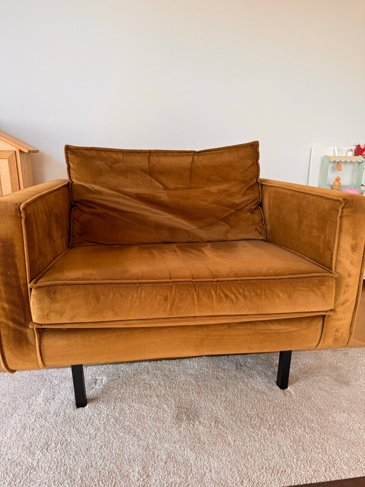 Be Pure Home fauteuil in cognac Velours, Ophalen, Gebruikt, Overige kleuren, Eén