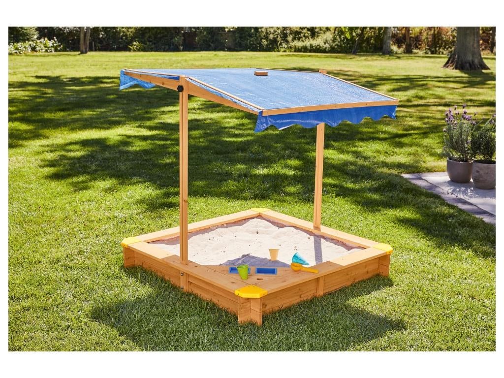 Nieuwe Zandbak met afdak - 118x118x118 cm - departijwinkel, Ophalen, Nieuw