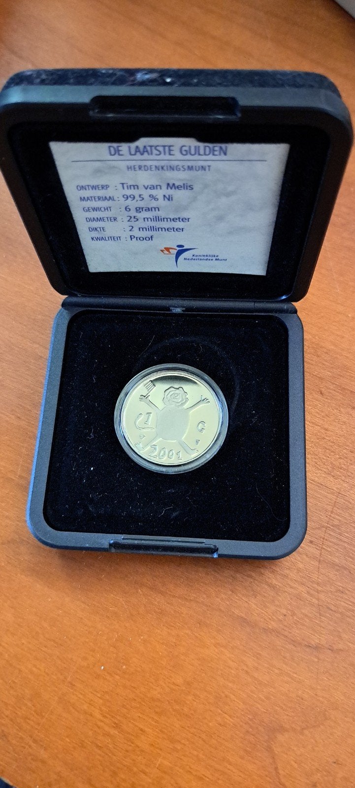 De Laatste Gulden Herdenkingsmunt 2001 - Proof Kwaliteit, Postzegels en Munten, Ophalen of Verzenden, Koningin Beatrix, Overige waardes