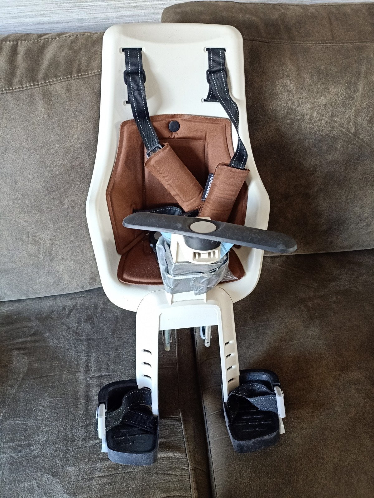 Bobike Fietsstoeltje Bruin - Comfortabel en Veilig, Ophalen, Achterzitje, Voetsteuntjes, 9 t/m 18 kg