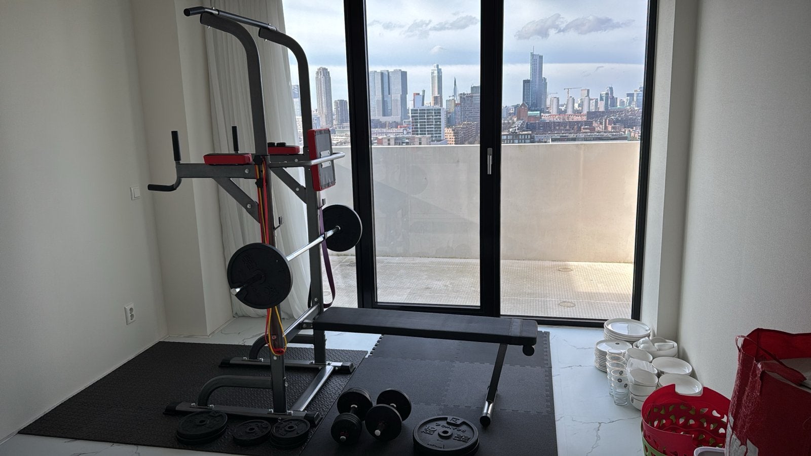 Complete Home Gym Set: Krachtstation, Bankje, Halters, Ophalen, Gebruikt, Armen, Overige typen