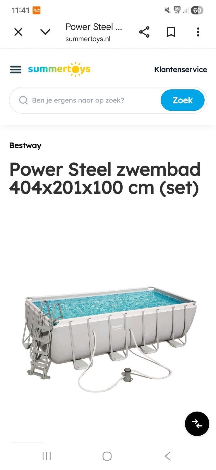 Bestway Power Steel zwembad met zandfilterpomp en trap, Ophalen of Verzenden