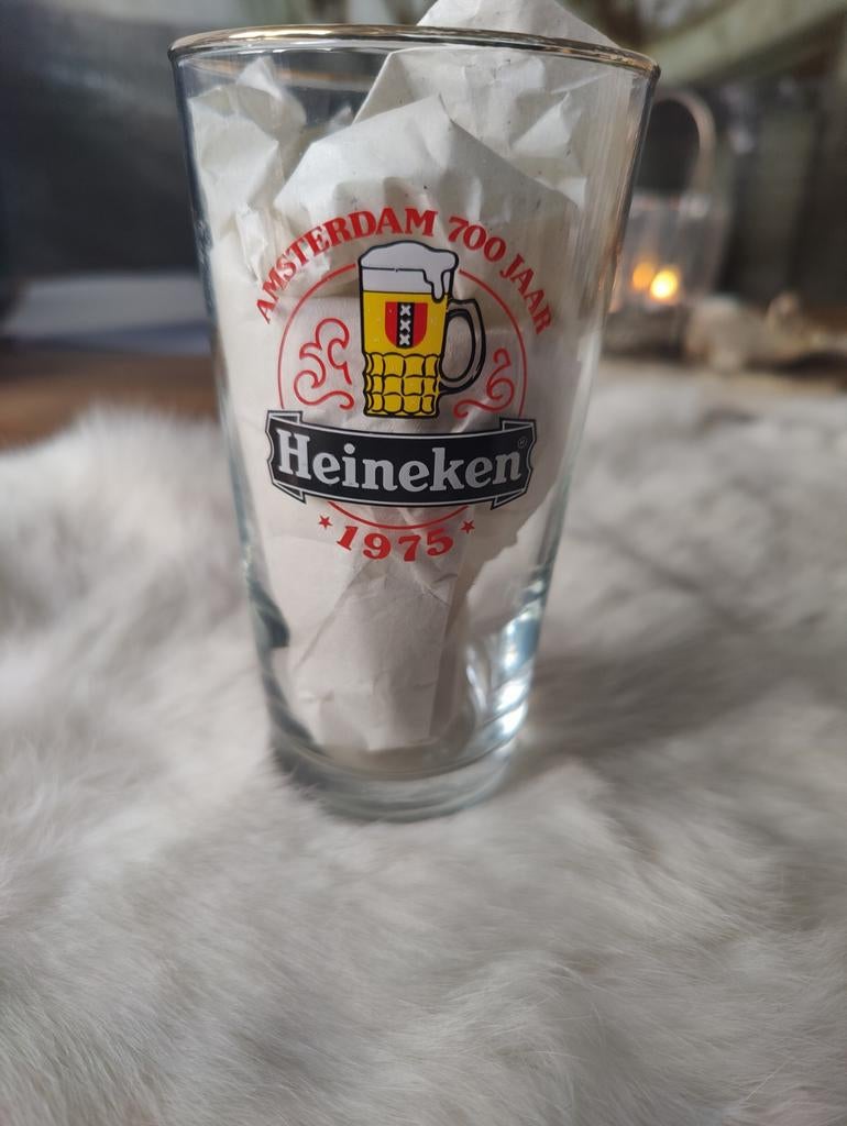 Vintage Heineken Bierglas - Amsterdam 700 Jaar (1975), Ophalen of Verzenden, Zo goed als nieuw, Gebruiksvoorwerp