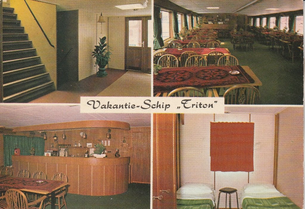 Vakantie-Schip "Triton" - Interieur impressie 1970, Ophalen of Verzenden, 1960 tot 1980, Gelopen, Voertuig