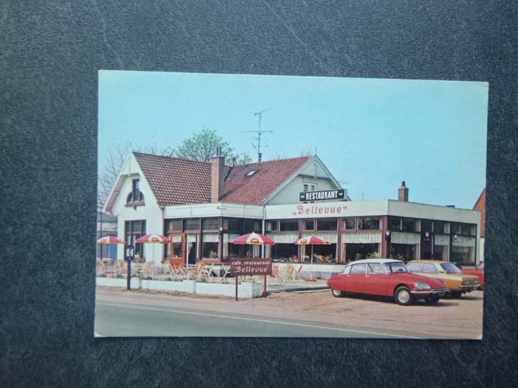 Woudenberg, cafe restaurant Bellevue/auto, Verzenden, 1980 tot heden, Ongelopen, Noord-Brabant