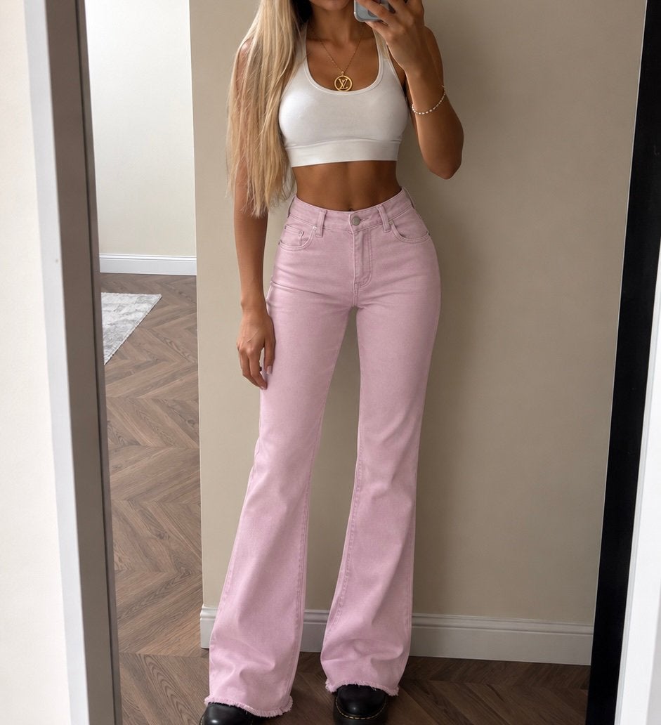 Florez Flared Jeans Pink Blush, Verzenden, Zo goed als nieuw, Overige kleuren, W28 - W29 (confectie 36)