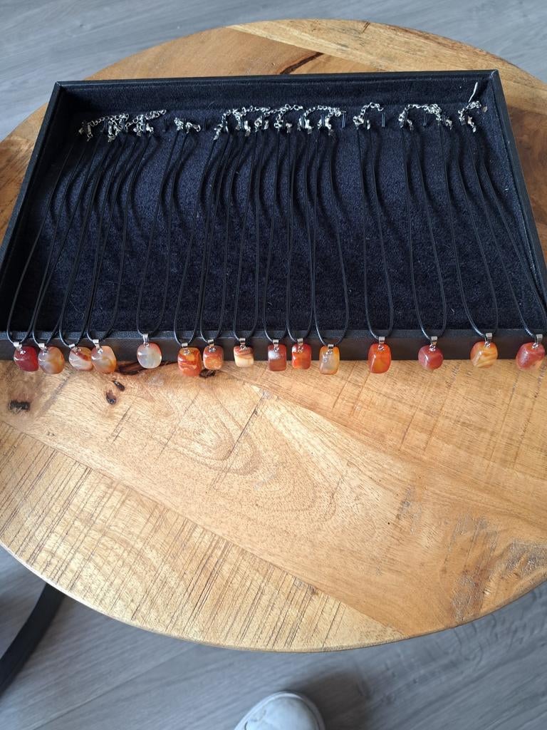 Partij kettingen met Agaat hanger 15 stuks., Sieraden, Tassen en Uiterlijk, Kettingen, Nieuw, Steen of Mineraal, Overige kleuren