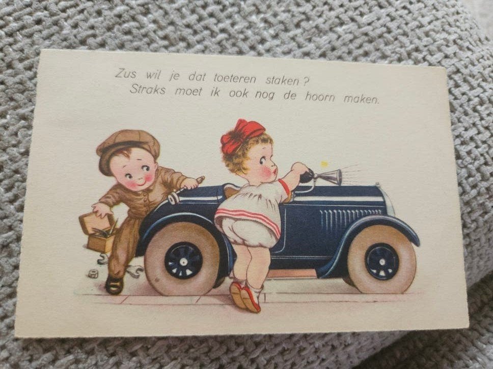 Oldtimer kinderen in Auto (1932), Ophalen of Verzenden, 1920 tot 1940, Gelopen