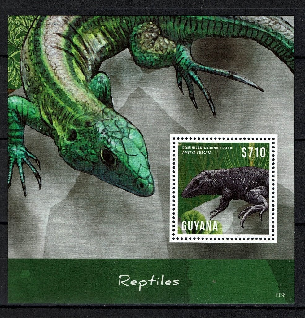 GUYANA PF BLOK HAGEDISSEN LIZARDS REPTIELEN, Ophalen of Verzenden, Postfris, Dier of Natuur