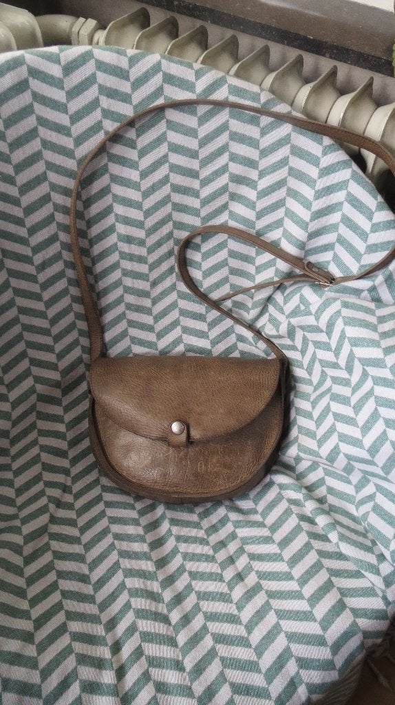 Mamzel / Keecie leren tas, kleur moss used look, 20x20x5cm, Overige merken, Gebruikt, Bruin, Verzenden