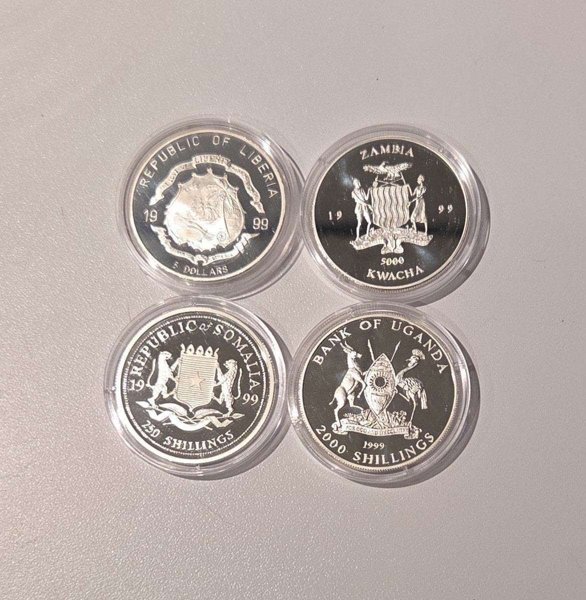 Set 4 zilveren munten afrika unc, Postzegels en Munten, Munten | Afrika, Ophalen of Verzenden, Overige landen, Setje, Zilver