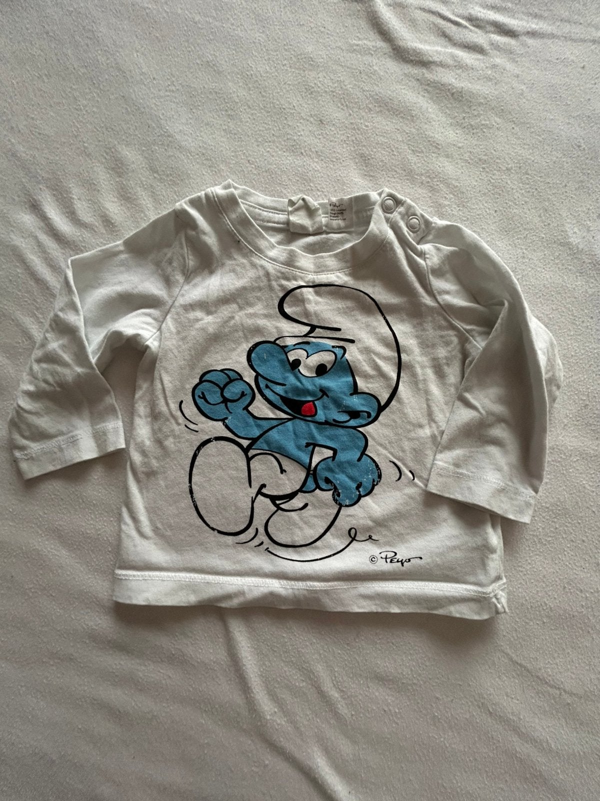 H&M Smurfen Longsleeve Maat 62, Kinderen en Baby's, Ophalen of Verzenden, Zo goed als nieuw, Jongetje of Meisje, Shirtje of Longsleeve