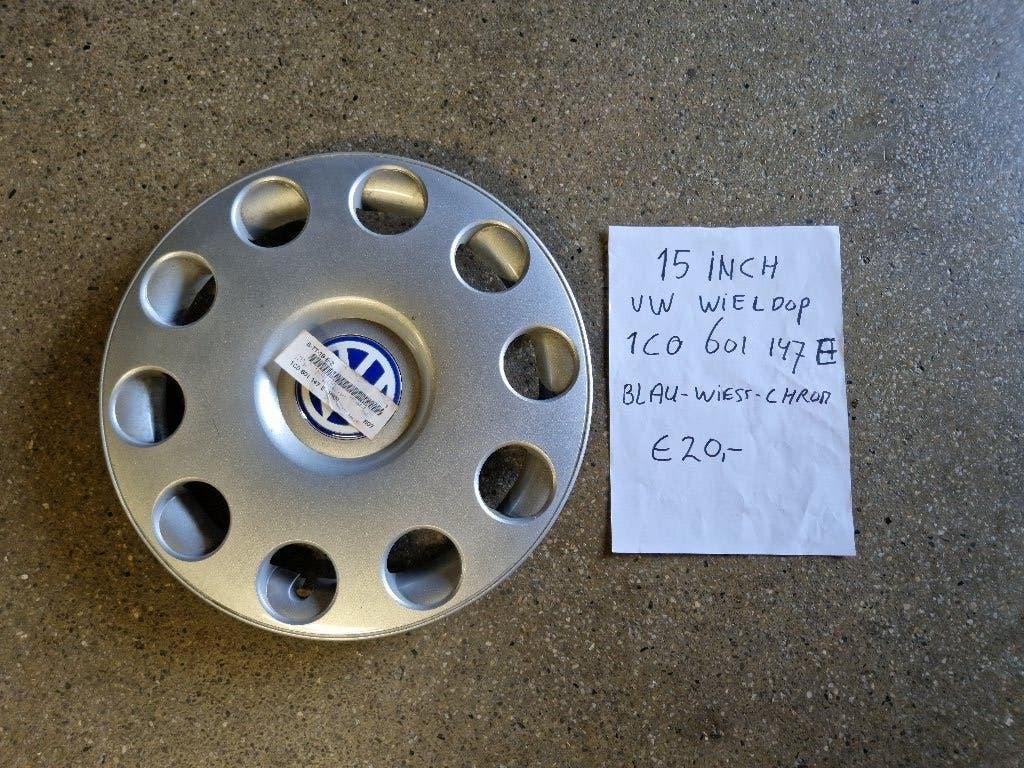 15 inch wieldop Volkswagen  1C0 601 147 E  Blau wit chroom, Ophalen, Nieuw