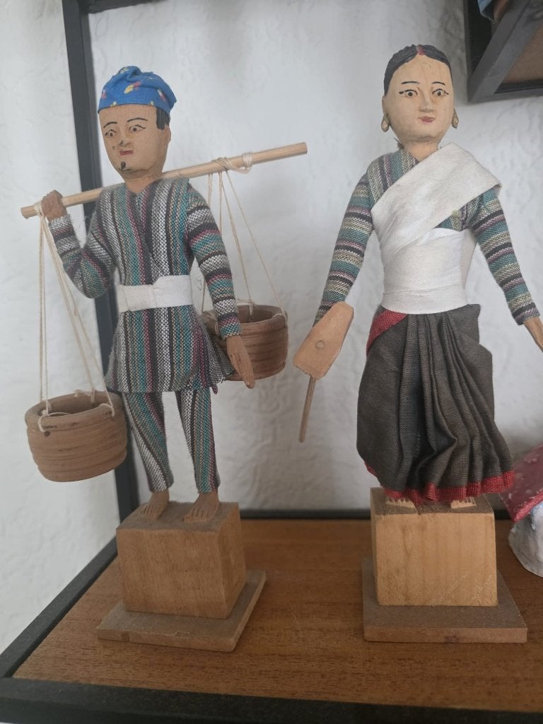 Handgesneden Nepalese Boerenpoppen, Ophalen of Verzenden, Azië