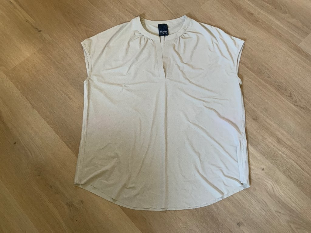 Super leuke travelstof top xl Japan TKY, Verzenden, Beige, Maat 46/48 (XL) of groter, Nieuw
