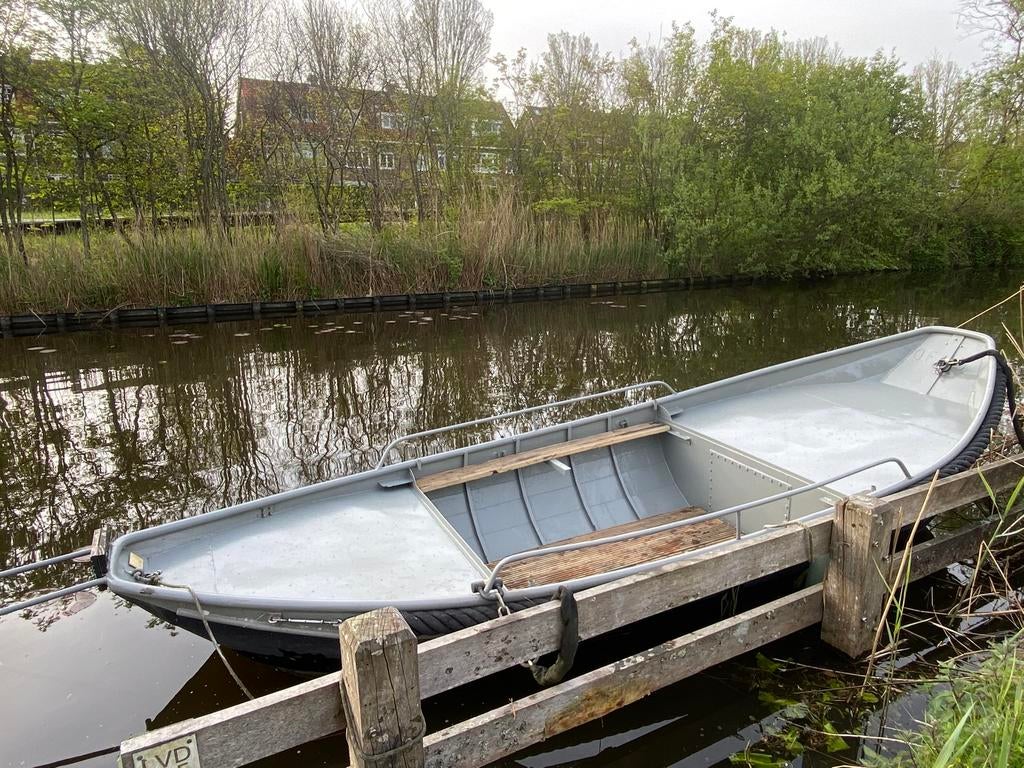 Complete stalen sloep vlet - grachtenboot, Watersport en Boten, Ophalen, Gebruikt, Staal, Buitenboordmotor