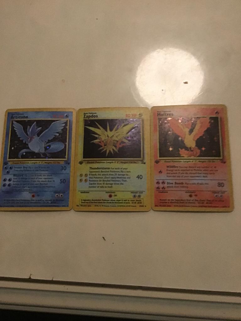 Zapdos Articuno Moltres  Fossil 1editie Holo, Verzenden, Zo goed als nieuw, Meerdere kaarten, Foil