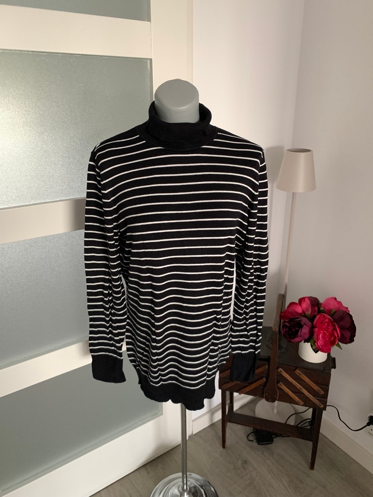 Zwart-wit gestreepte coltrui Hema maat XL, Ophalen of Verzenden, Zo goed als nieuw, Maat 46/48 (XL) of groter, Zwart