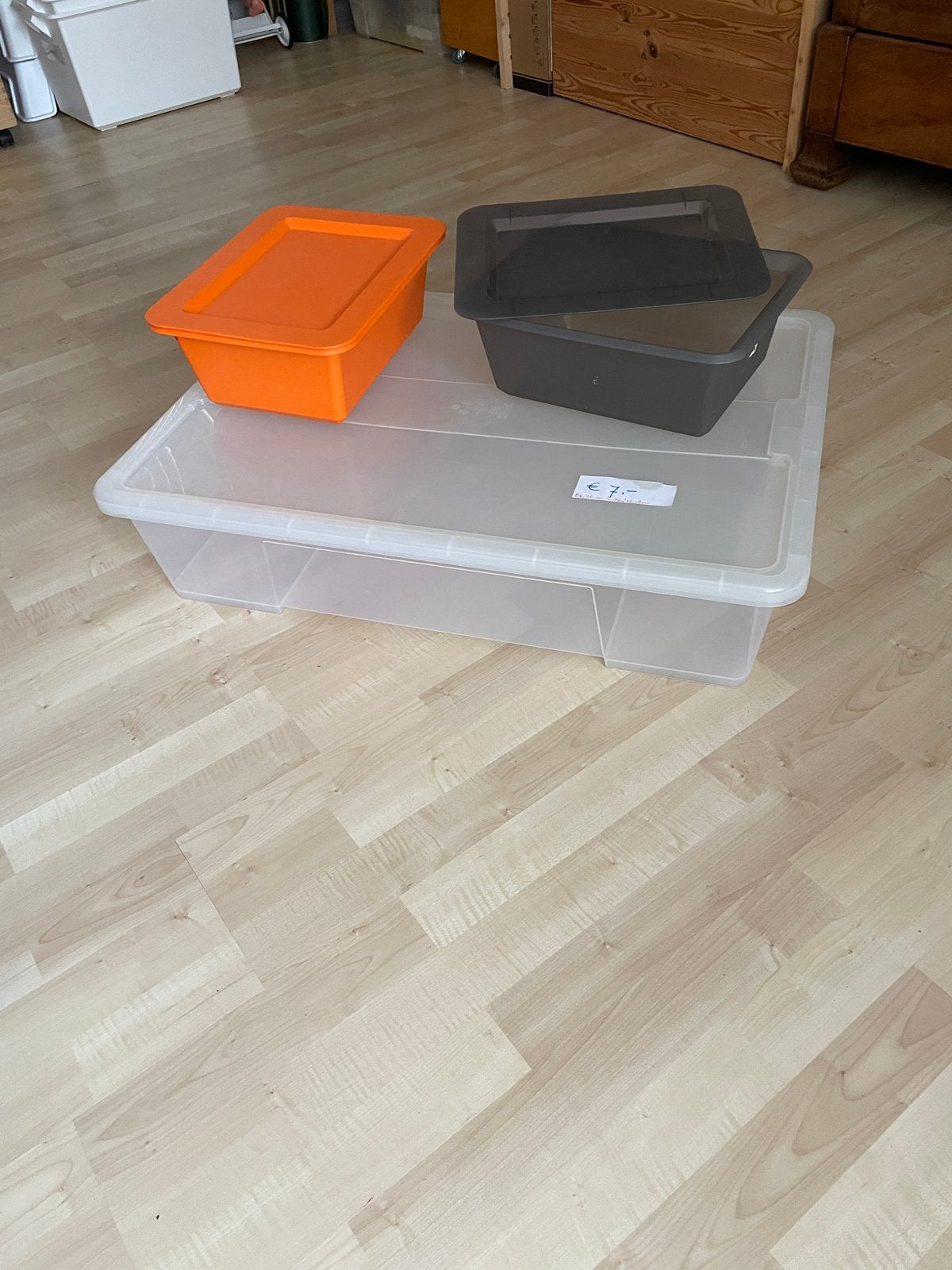 Opbergboxen met deksel - 3 stuks, Ophalen, Kunststof, Gebruikt, 50 tot 100 cm