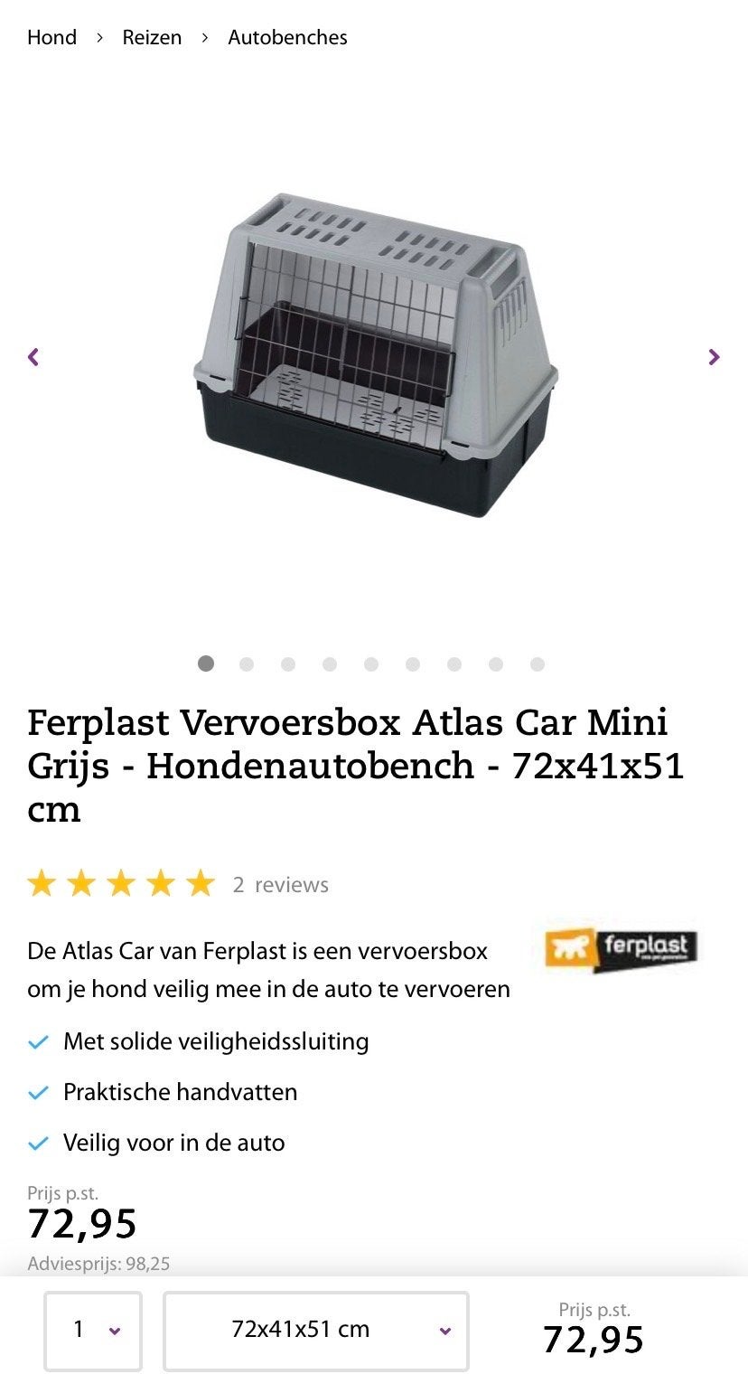 Te koop: zgan Feroplast reisbench, Dieren en Toebehoren, Ophalen, Zo goed als nieuw
