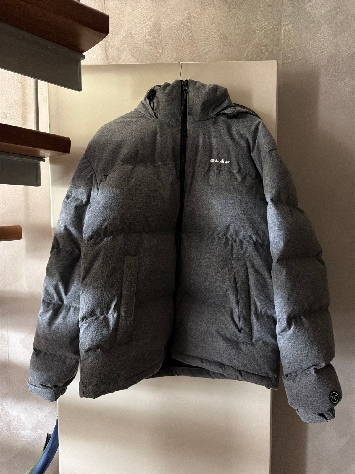 Olaf Puffer Jacket - Grijs, Kleding | Heren, Jassen | Winter, Ophalen of Verzenden, Zo goed als nieuw, Maat 52/54 (L), Grijs
