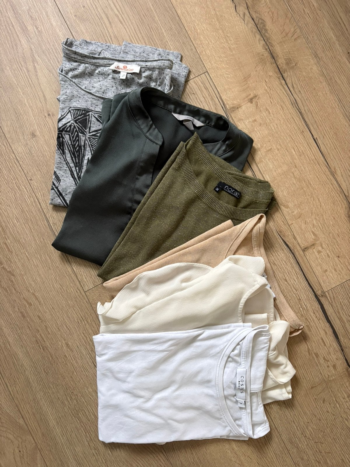 Bundel | set | topjes/shirtjes | maat S/M | basic/naturel, Ophalen of Verzenden, Zo goed als nieuw