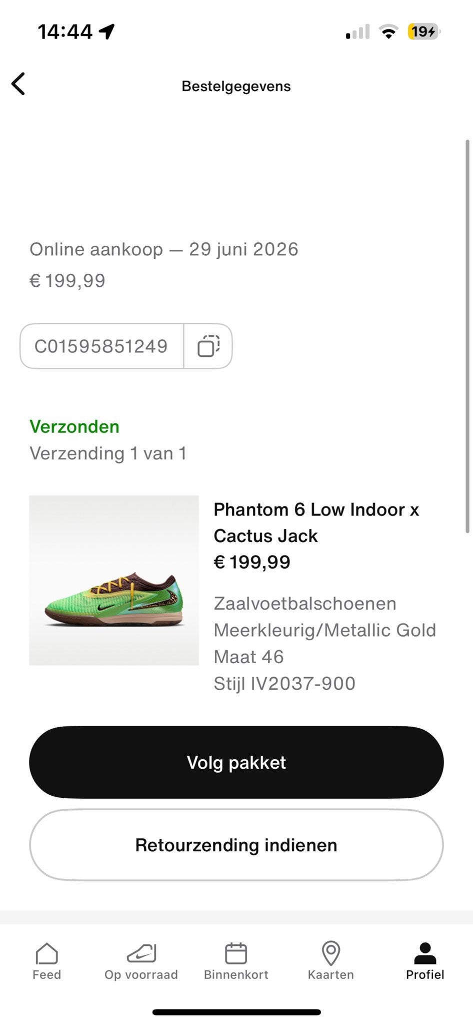 (46) Nike Phantom 6 Low Indoor x Cactus Jack Zaalvoetbal, Ophalen of Verzenden, Nieuw, Schoenen