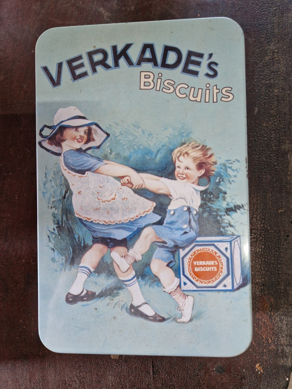 Vintage Verkade biscuits koektrommel, Ophalen of Verzenden, Gebruikt, Koek(jes), Verkade