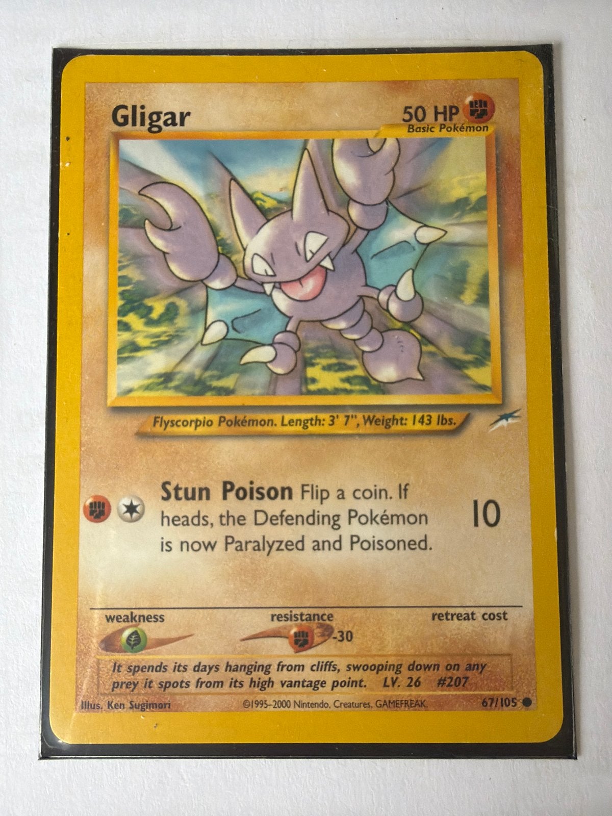 Pokémon Kaart Gligar 67/105 Neo Genesis, Ophalen of Verzenden, Gebruikt, Losse kaart