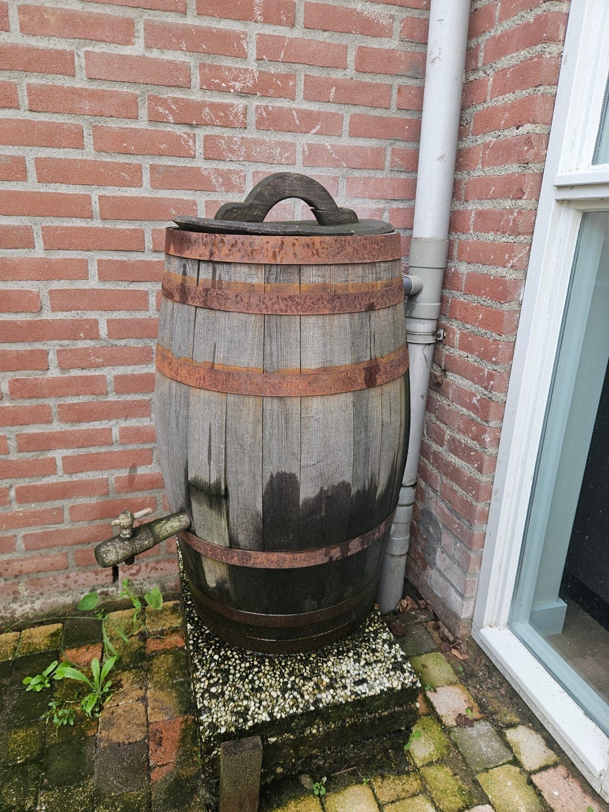Houten regenton wijnvat 100 L, Tuin en Terras, Ophalen, Gebruikt, Met kraantje, 75 tot 150 liter