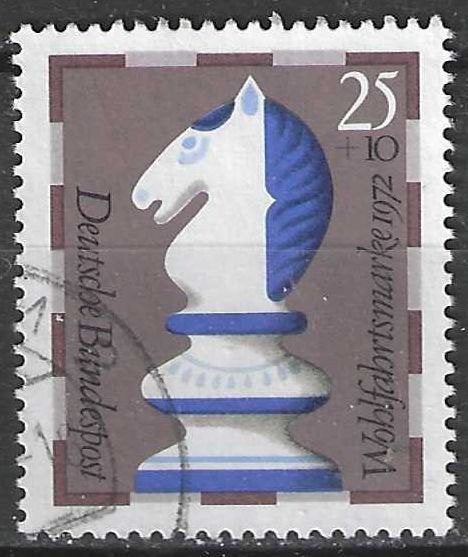 Duitsland Bundespost 1972 - Yvert 592 - Schaken (ST), Verzenden, BRD, Gestempeld