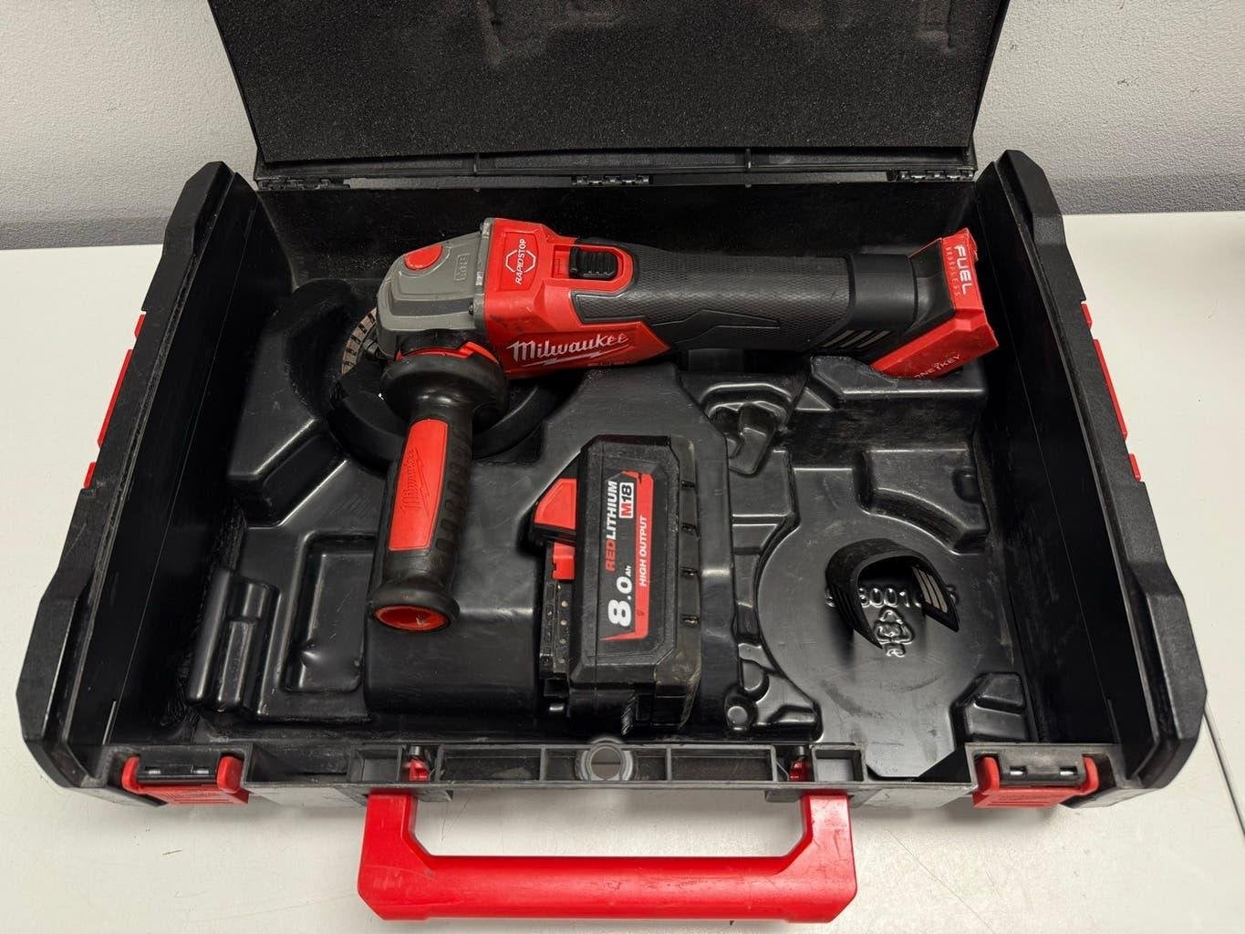 Milwaukee M18 ONEFSAG125XB Haakse Slijper met Accu en Koffer, Ophalen of Verzenden, Gebruikt