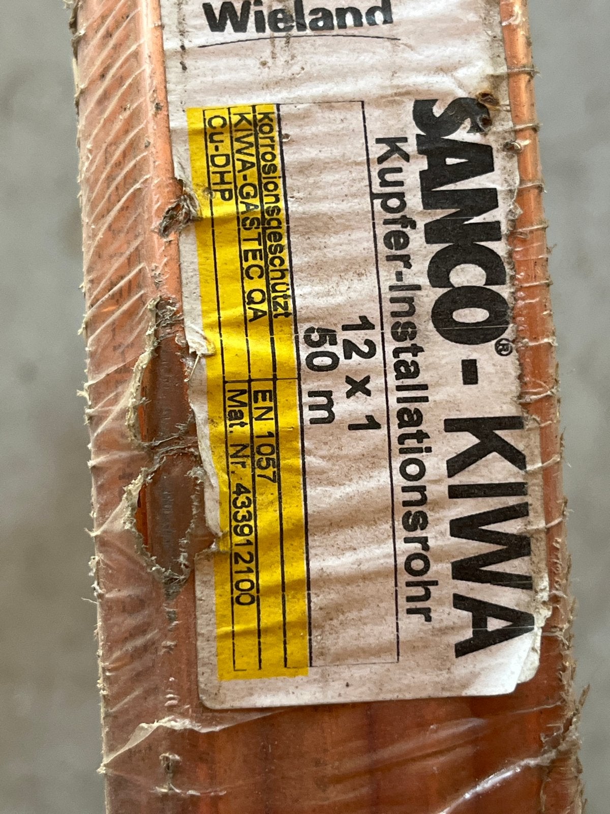 Nieuwe SANCO-KIWA koperen installatiebuis 12x1, 50m, Ophalen, Overige materialen, Minder dan 20 mm, 6 meter of meer