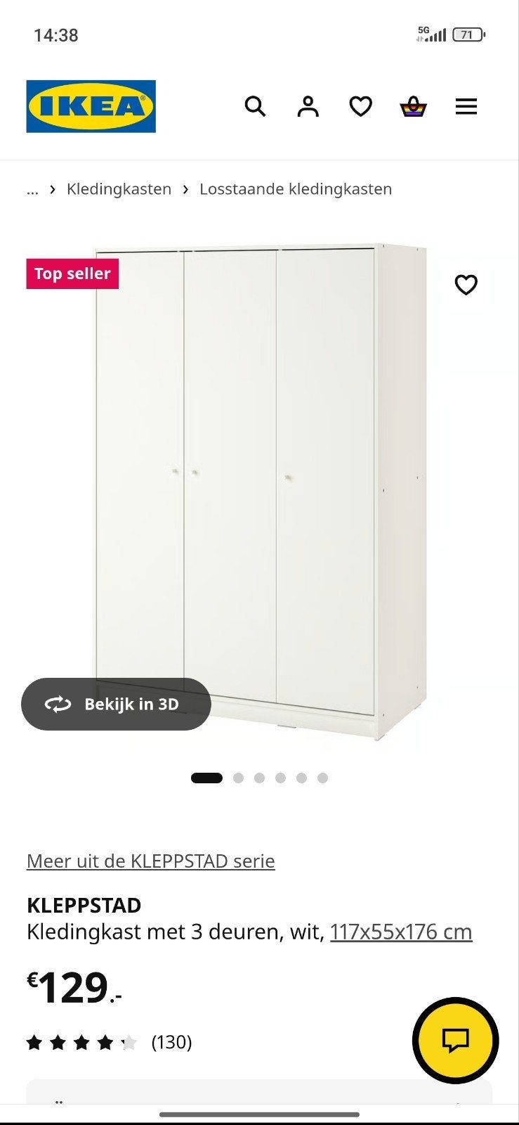 Ikea kledingkast 3 en bureaustoel, Ophalen, Nieuw, 50 tot 75 cm, 150 tot 200 cm
