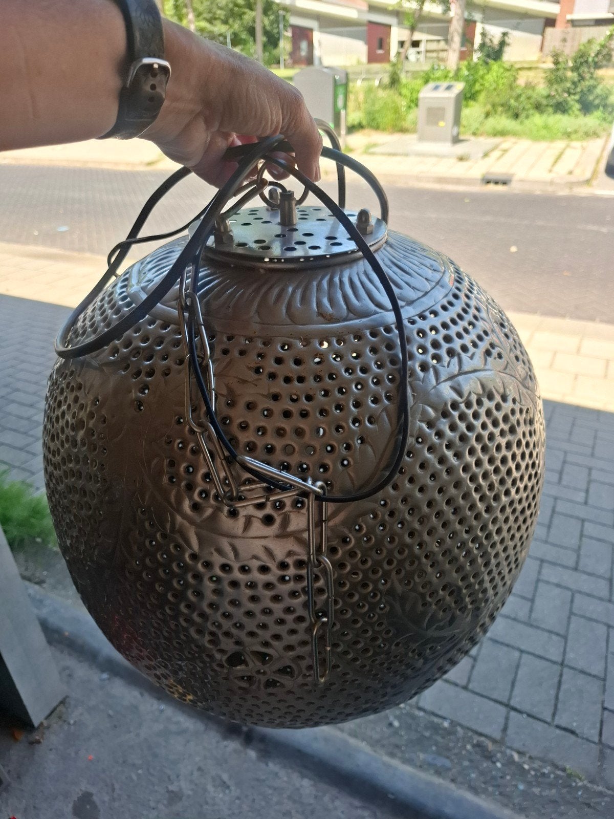 Oosterse hanglamp - Sfeervolle perforaties, Gebruikt, Oosters, Metaal, E27 (groot)