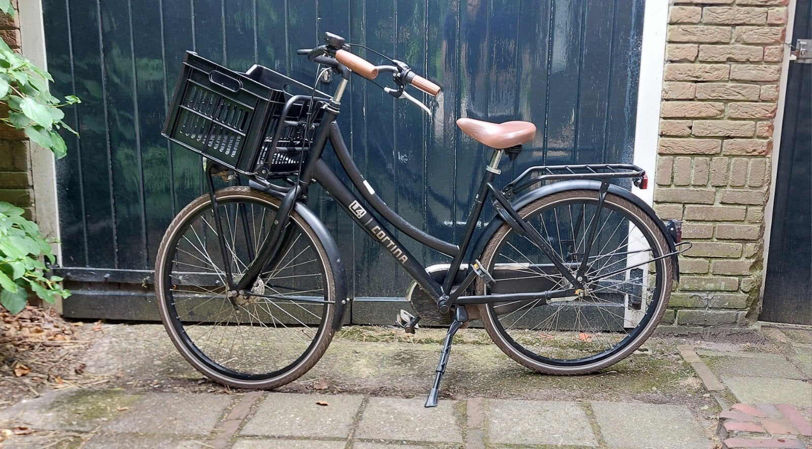 Cortina transportfiets meisje zwart met kratje, Overige merken, Gebruikt, Velgrem, Versnellingen