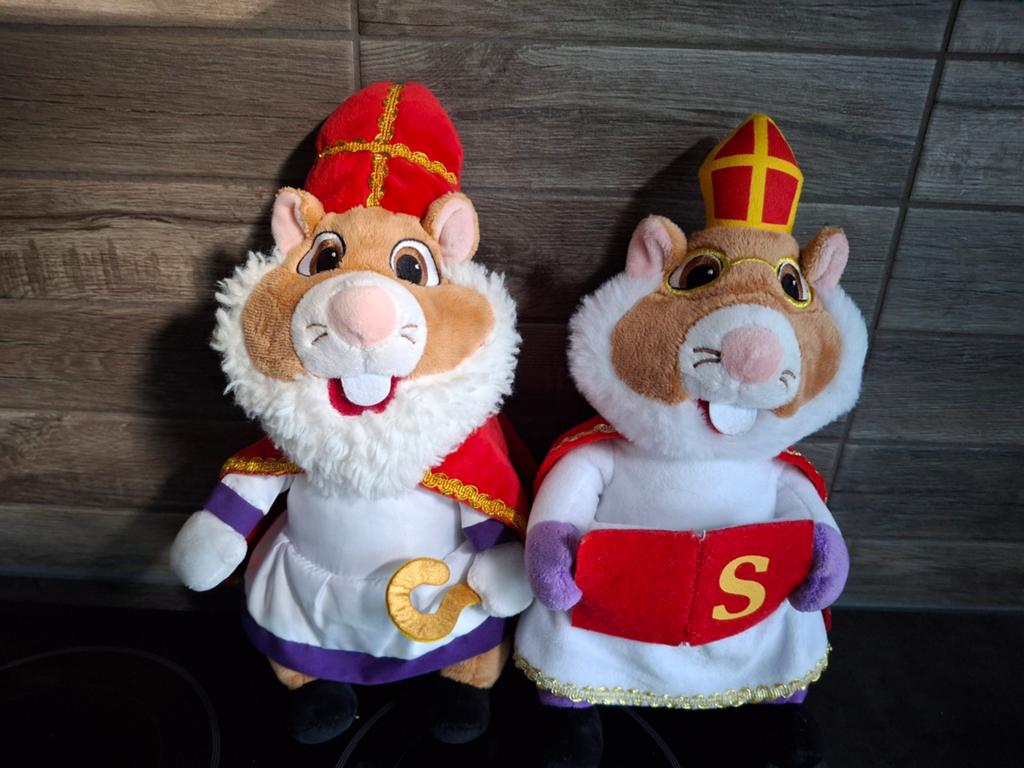 2 Sinterklaas Hamster Knuffels - Sinterklaas en Piet, Overige merken, Overige karakters, Hamster, Ophalen of Verzenden